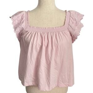 NWT Polo Ralph Lauren Girls Sz 16 Short Sleeve Eyelet Embroidered  Pink Cotton